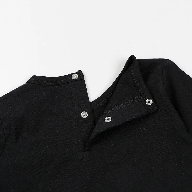 Conjunto bebé algodón y elastán negro, cuello redondo - imagen 2