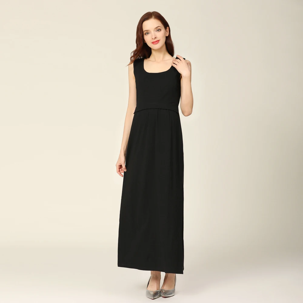 Vestido de maternity verano – Algodón elástico sin mangas a rayas - imagen 5