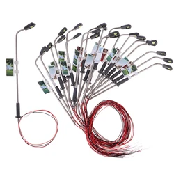 Farolas LED cálidas para maquetas de tren 1:150