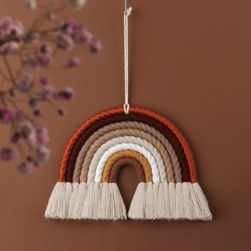 Tapiz de arcoíris tejido nórdico para decorar cuarto infantil - imagen 5