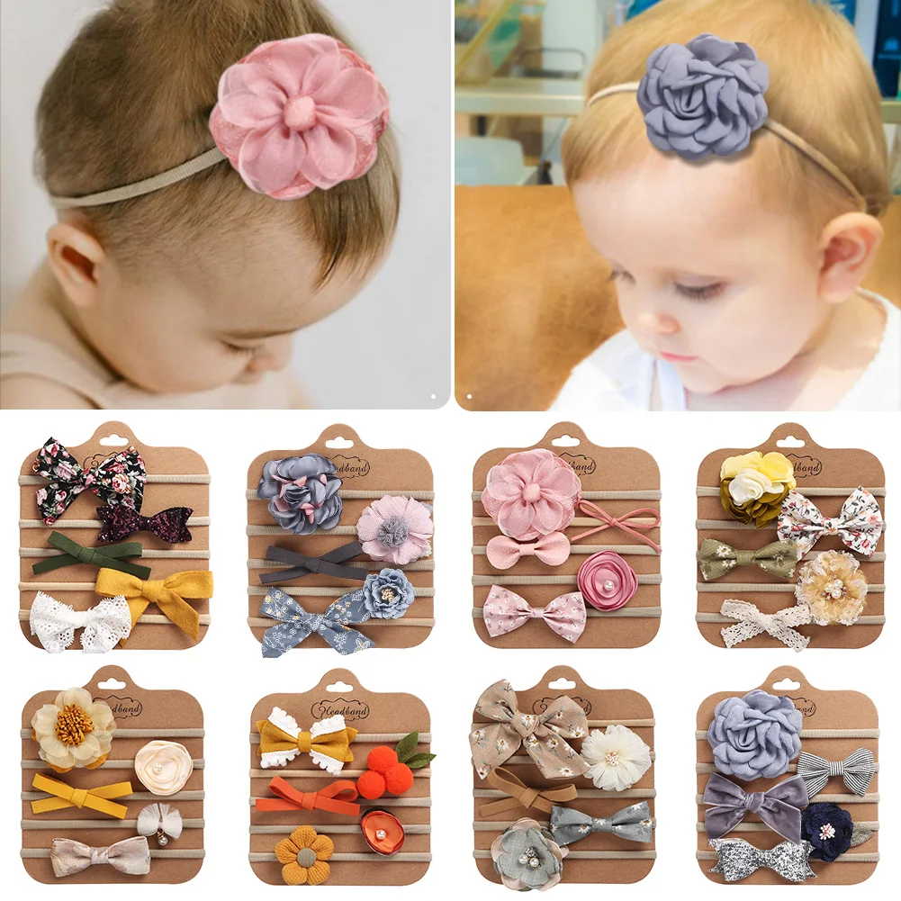 Accesorios recién nacido con diadema lazo y bandas elásticas pelo