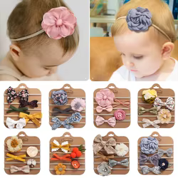 Accesorios recién nacido con diadema lazo y bandas elásticas pelo
