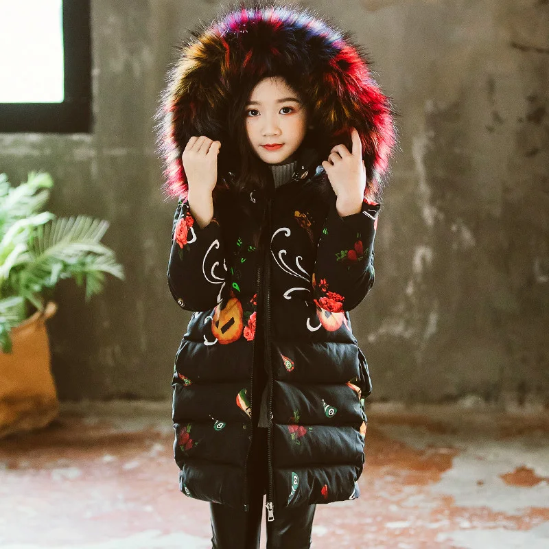 Parka de invierno con capucha y estampado juvenil para niños