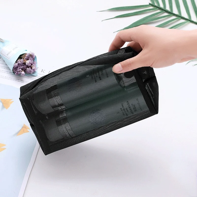 Estuche escolar de malla compacto para lápices y cosméticos, portátil - imagen 4
