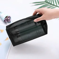 Estuche escolar de malla compacto para lápices y cosméticos, portátil