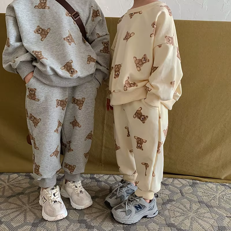 Conjunto sudadera con capucha y pantalón oso para niños - imagen 3