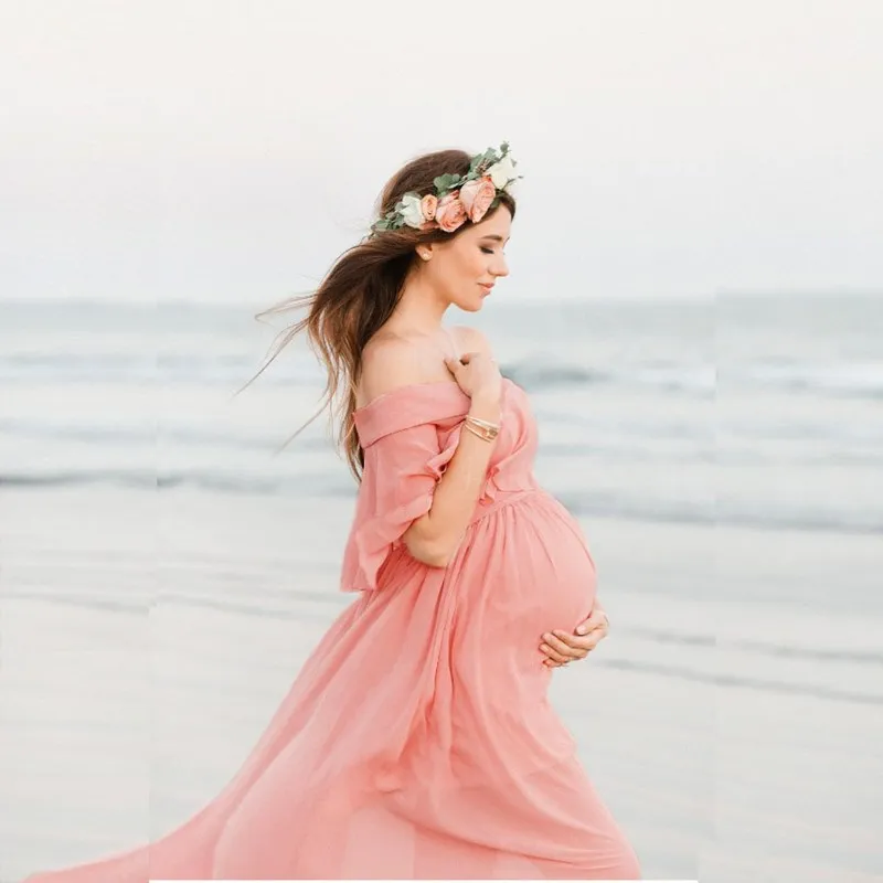 Vestido maxi de volantes para sesiones de fotos de embarazo - imagen 5