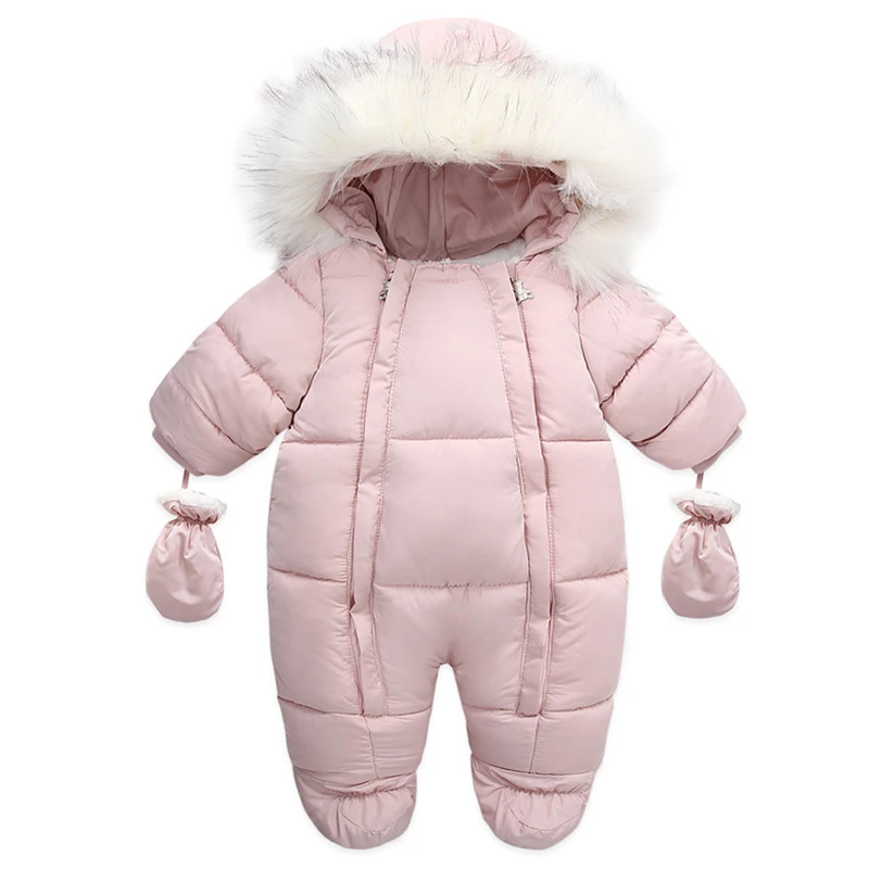 Pelele bebé algodón grueso con capucha y guantes para invierno - imagen 5