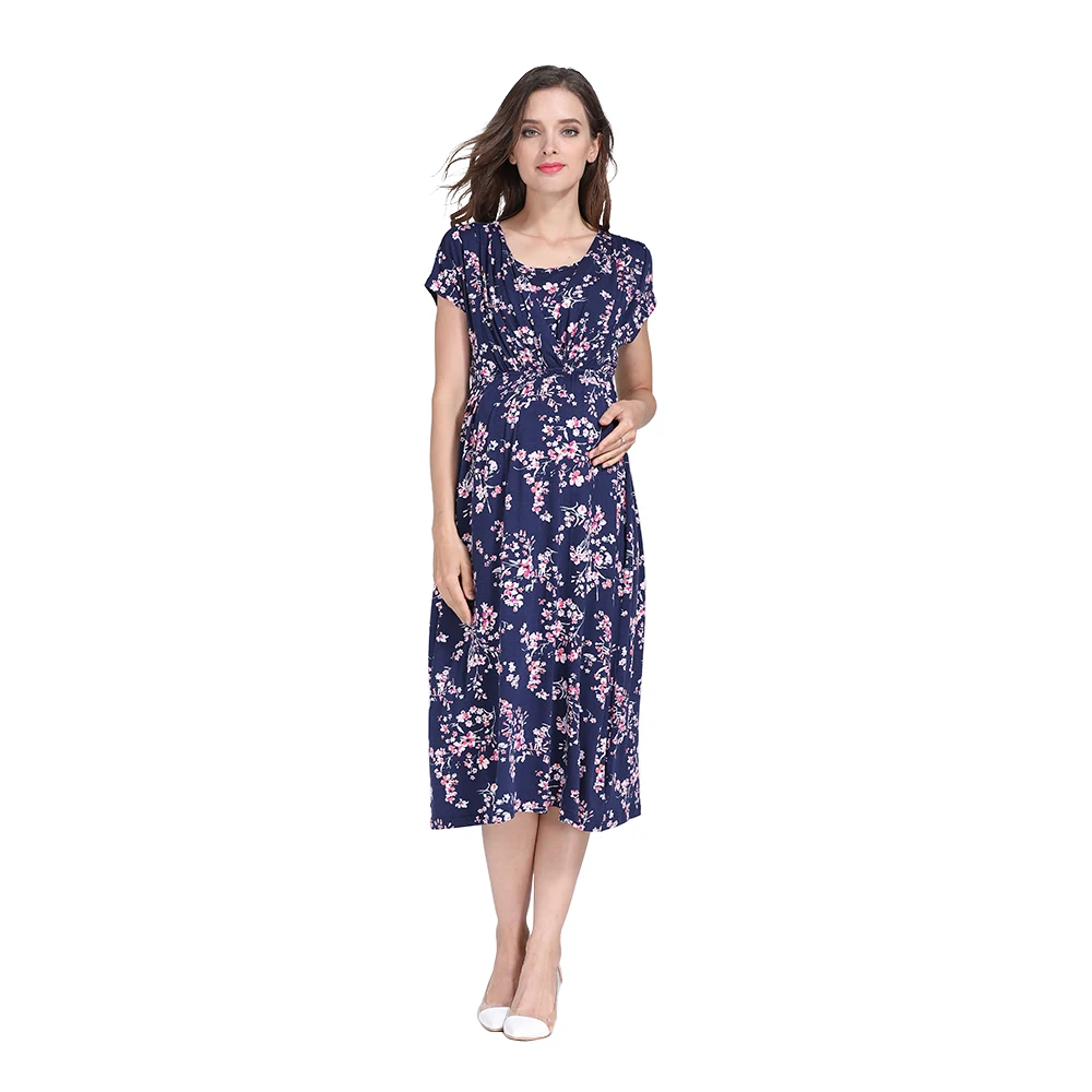 Vestido de lactancia floral de verano de manga corta premamá - imagen 3
