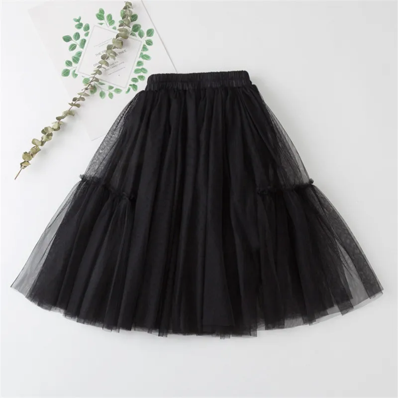 Falda plisada tutú de encaje algodón para niña – Negro, rosa y gris - imagen 4