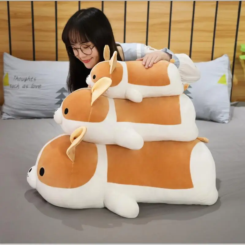 Almohada de peluche Shiba Inu para niños y niñas, cojín suave