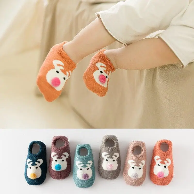Calcetines de invierno con animales y suela de goma antideslizante