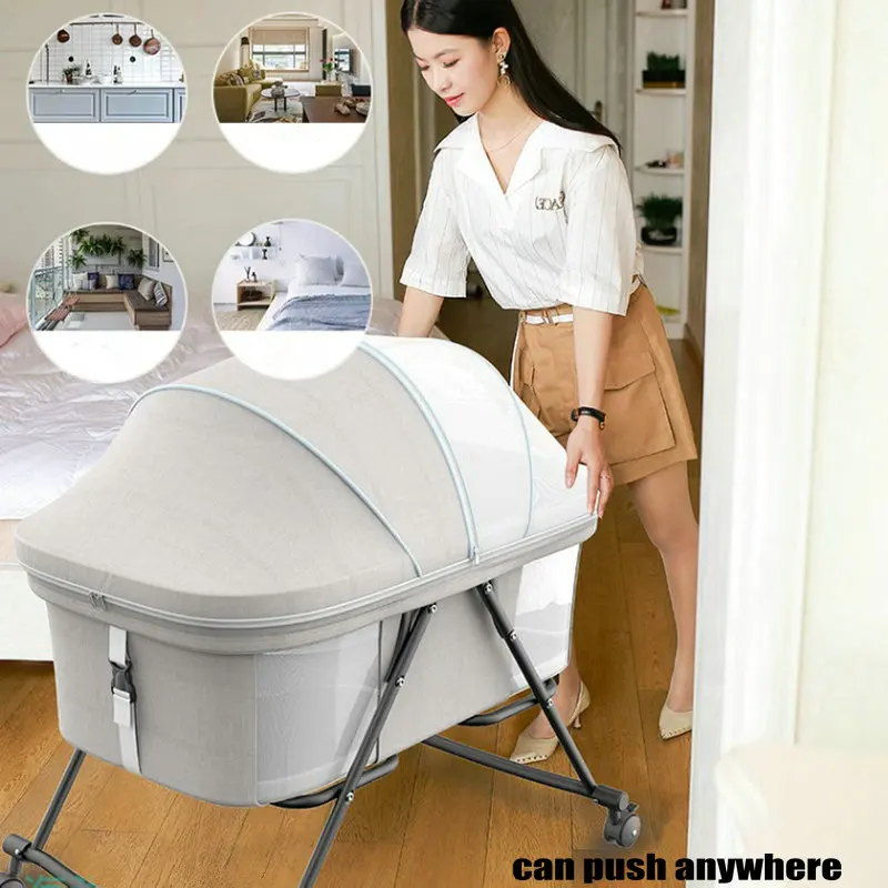 Cuna de viaje portátil con mosquitera y modo mecedora - imagen 2