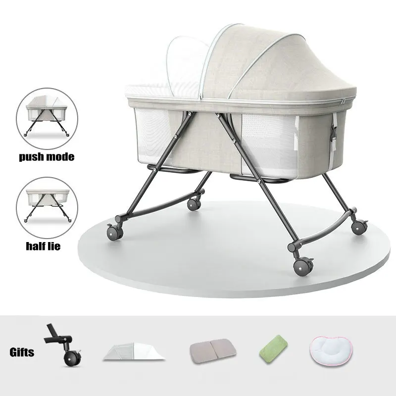 Cuna de viaje portátil con mosquitera y modo mecedora - imagen 3