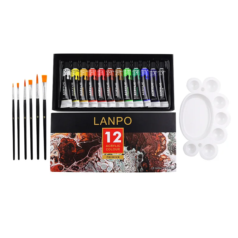 Set de pinturas acrílicas para niños con pinceles – 12 o 24 colores - imagen 2
