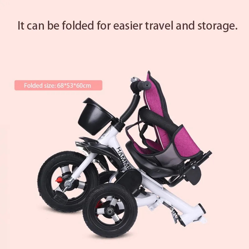 Triciclo infantil LazyChild plegable con asiento reclinable – 3 ruedas - imagen 5