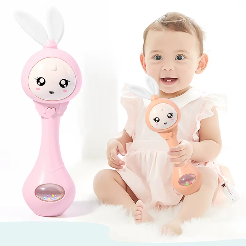 Sonajero musical QWZ con forma de campana de conejo para bebé