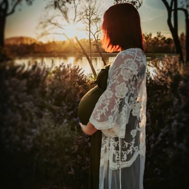 Vestido kimono de encaje transparente para maternidad