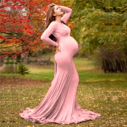 Vestido de maternidad elegante primavera con cuello V y manga larga