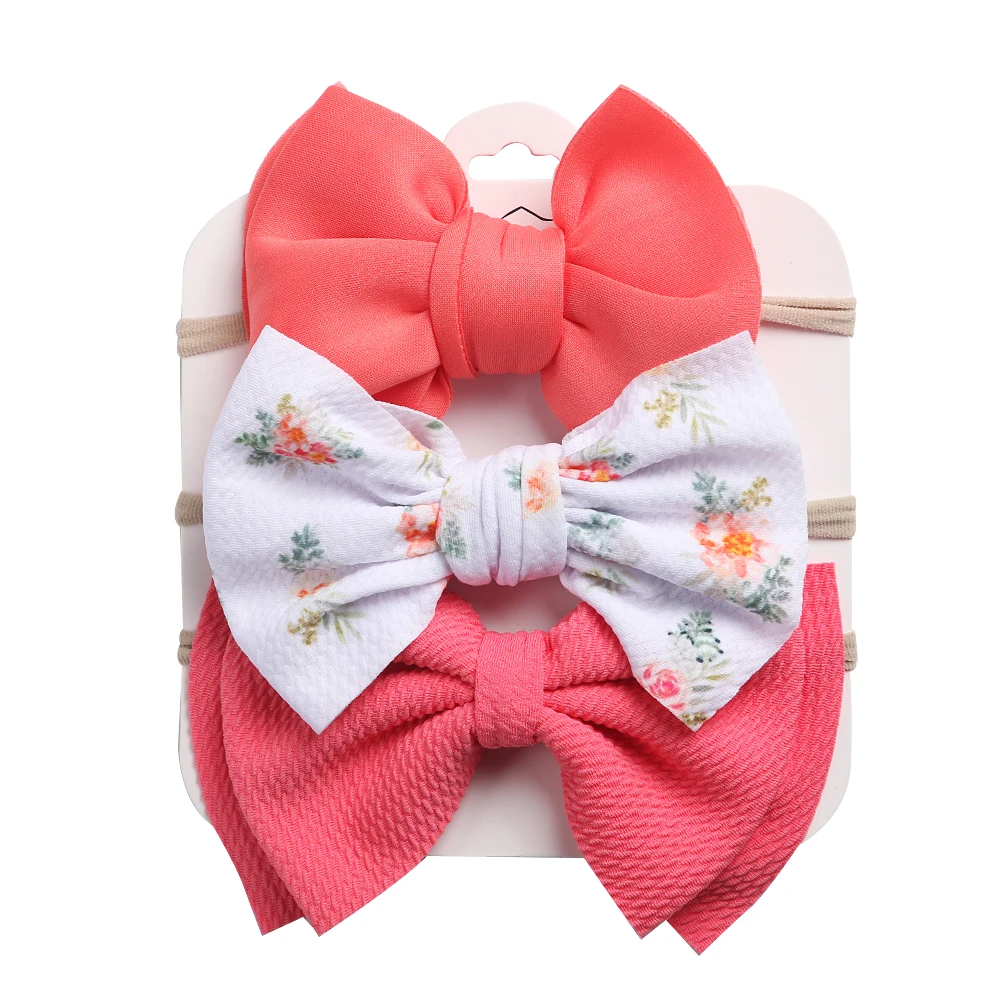 Diadema de nailon elástico con lazo floral para niña - imagen 4
