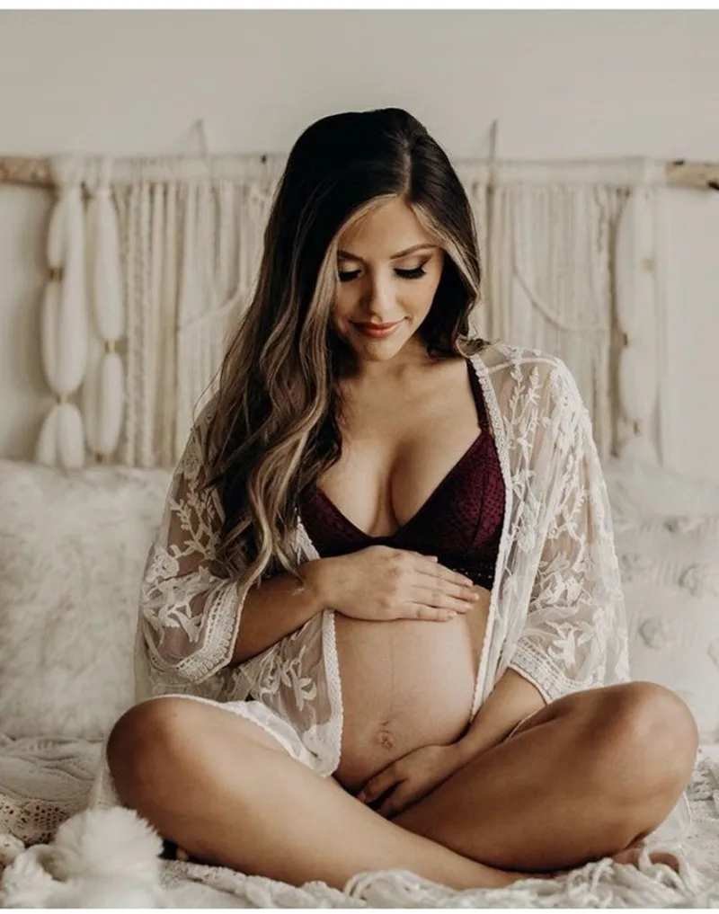 Vestido de maternidad boho ganchillo encaje para sesiones fotos - imagen 4
