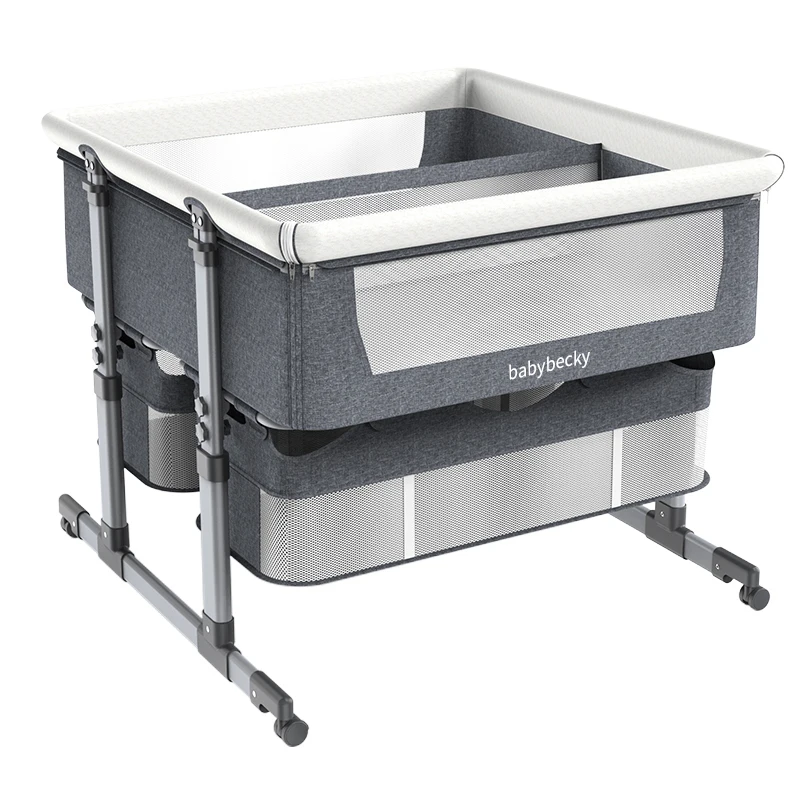 Cuna ajustable para gemelos con ruedas y malla transpirable - imagen 2