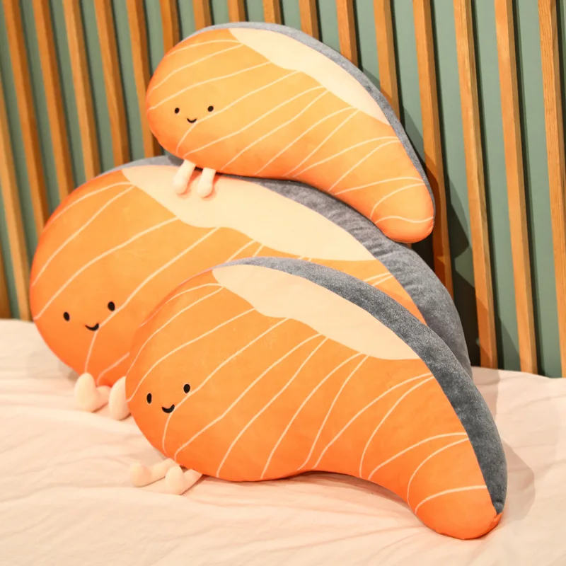 Almohada peluche tierno salmón cojín suave cama sofá regalo cumpleaños - imagen 4