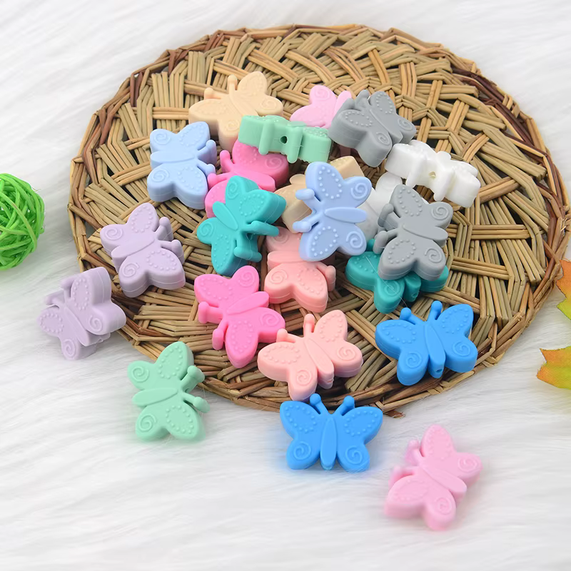 Collar dentición de silicona mariposa sin BPA para bebé - imagen 4