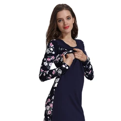 Vestido de lactancia midi de maternidad con parches florales