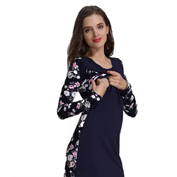 Vestido de lactancia midi de maternidad con parches florales