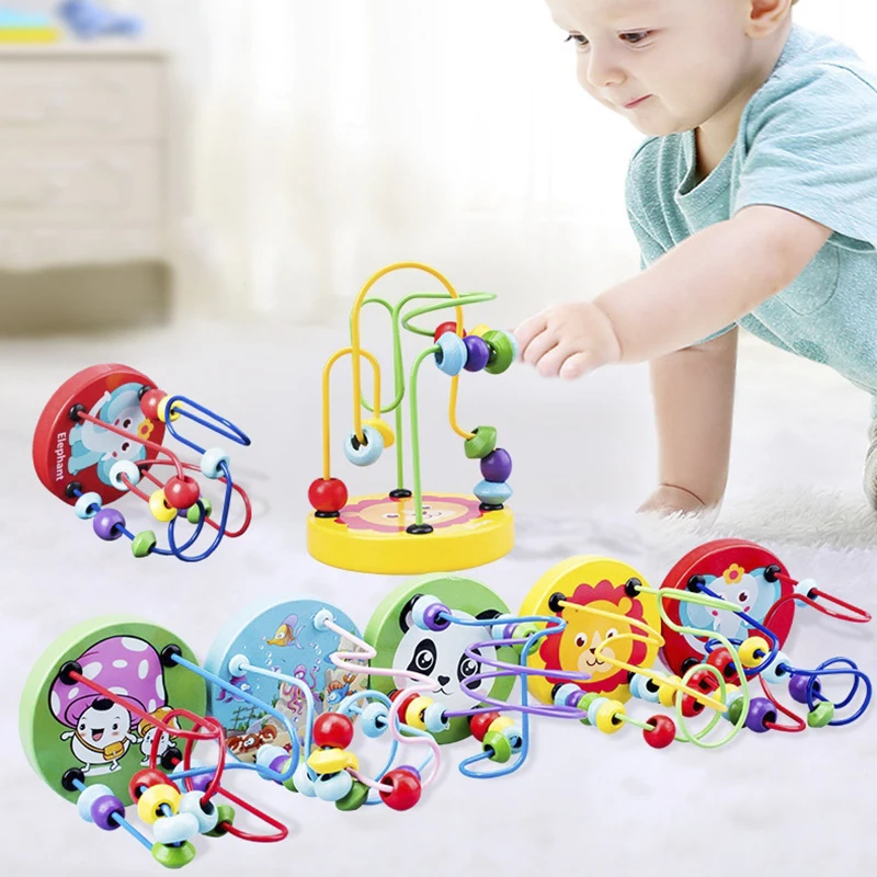 Juguetes Montessori en madera laberinto con cuentas y rompecabezas - imagen 4