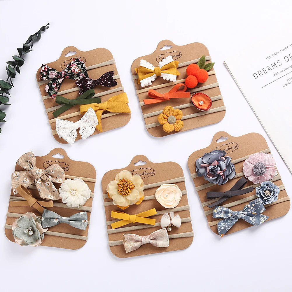 Accesorios recién nacido con diadema lazo y bandas elásticas pelo - imagen 5