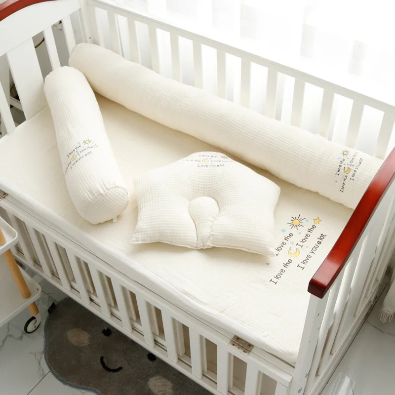 Almohada de embarazo cilíndrica con funda de algodón gofre extraíble - imagen 5