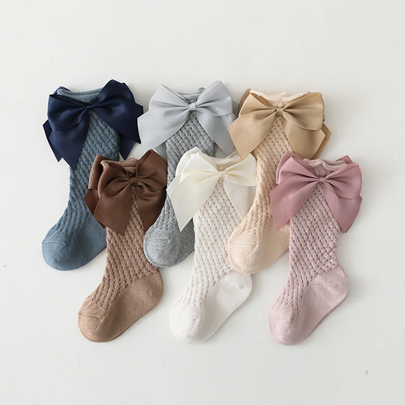 Calcetines largos con lazo para niños - Estilo piña calado suave - imagen 3