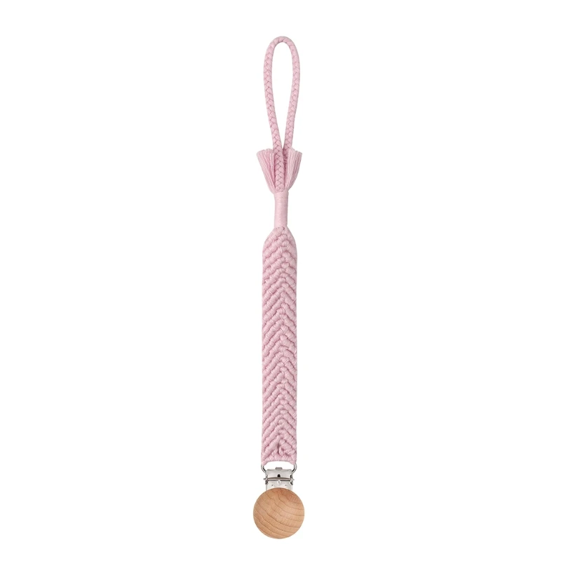 Cadena de chupete para bebé con clips de madera y cuentas