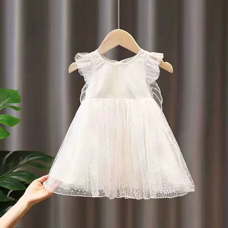 Vestido de princesa con alas de mariposa para niña – Encaje y lentejuelas