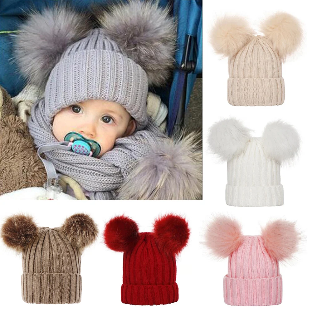 Gorro infantil con pompón para bebés y niños pequeños