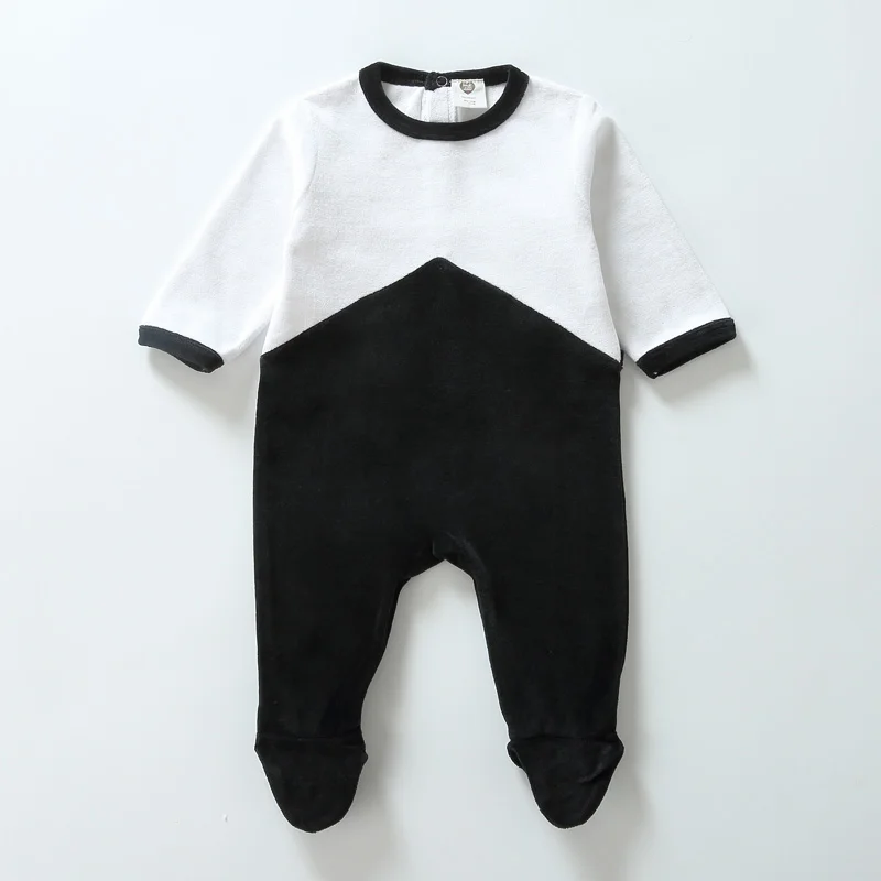 Mameluco manga larga bebé dos colores – Romper unisex recién nacido - imagen 2