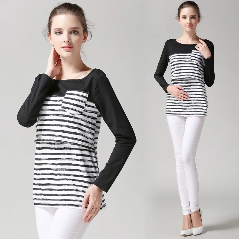Camiseta de lactancia veraniega, manga corta, cómoda para mamá