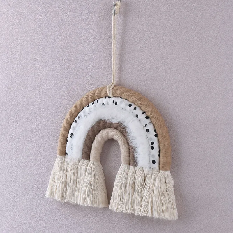 Tapiz arcoíris macramé de algodón para habitación infantil - imagen 4