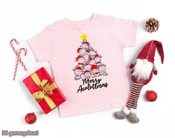Camiseta infantil estampado axolotl para Navidad con manga corta