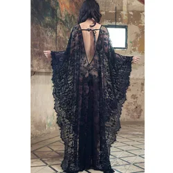 Vestido de tul largo para embarazadas con encaje y cuello en V
