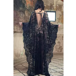 Vestido de tul largo para embarazadas con encaje y cuello en V