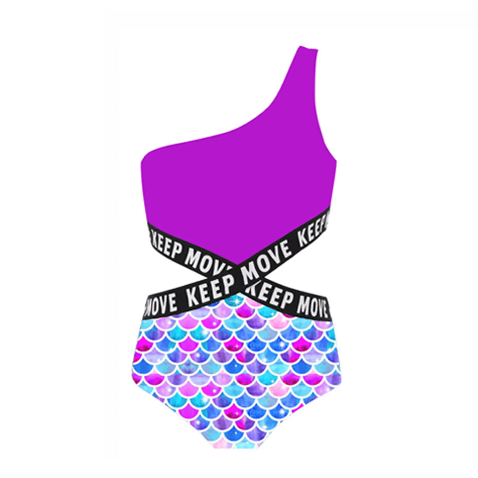 Bañador niña adolescente estampado monokini de un hombro con drapeado - imagen 3