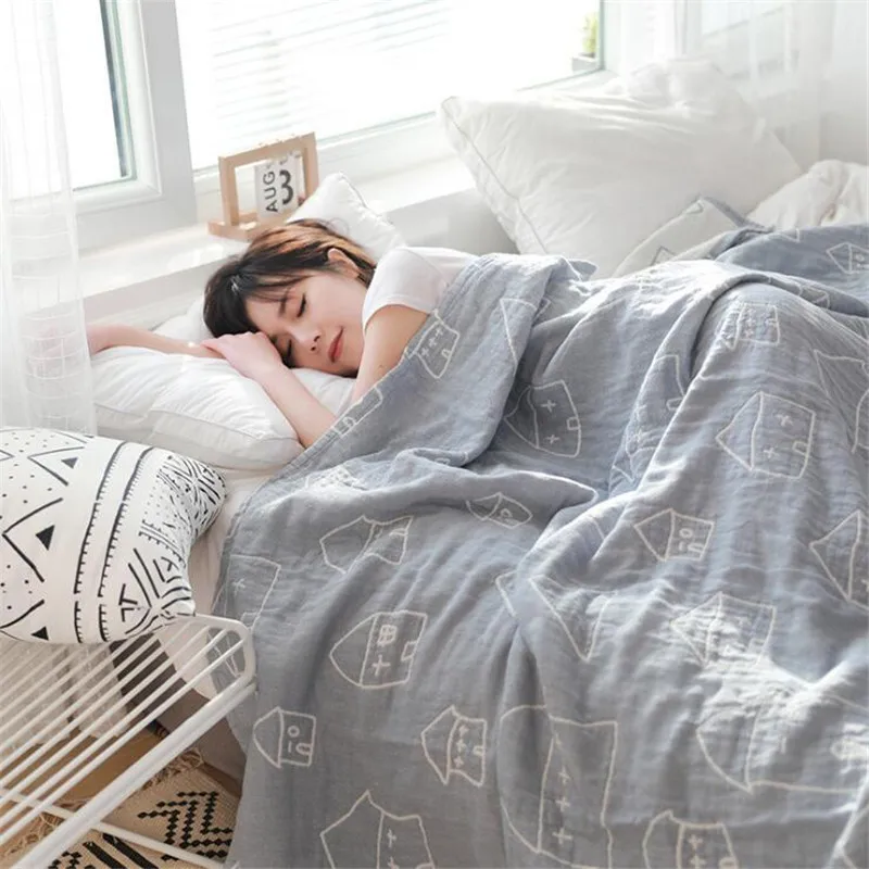 Manta de muselina a cuadros algodón para siesta de verano