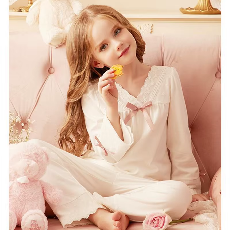 Pijama de algodón estilo princesa para niña manga larga - imagen 3