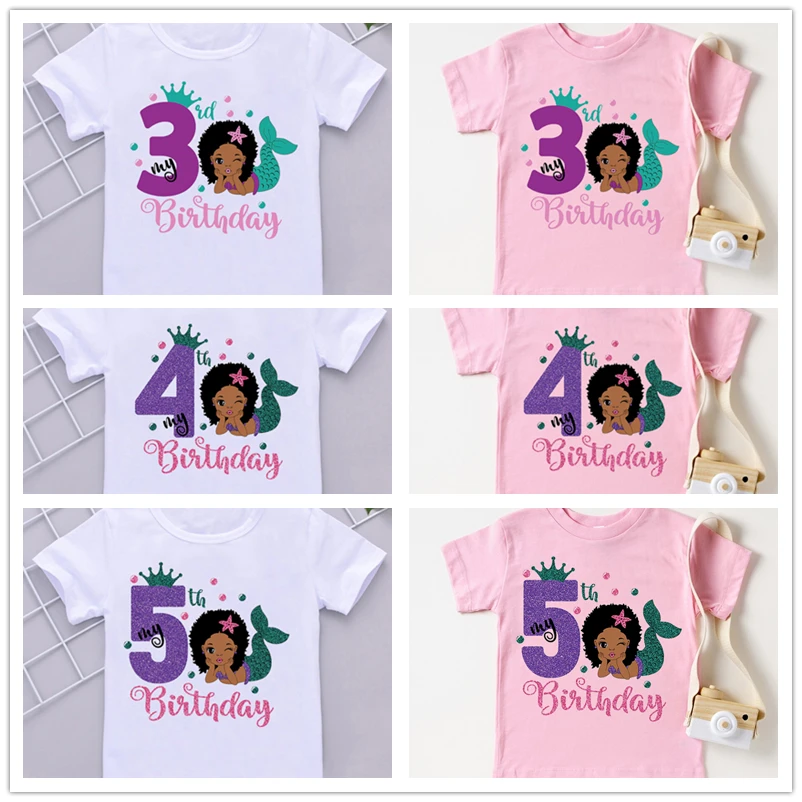 Camiseta sirenita con números para niña – Manga corta de algodón - imagen 5
