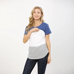 Camiseta de lactancia de algodón de manga corta para embarazadas
