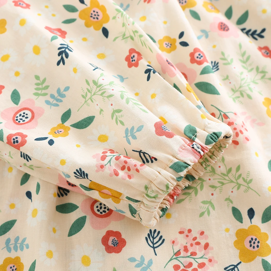 Blusa floral niña manga larga cuello de pétalo elegante cotidiana - imagen 5