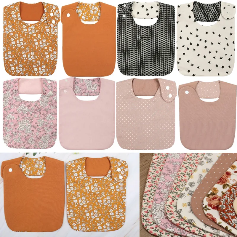 KLV Baberos de bebé florales vintage impermeables de doble cara